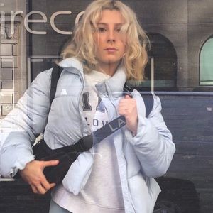 Baby blue puffer jacket